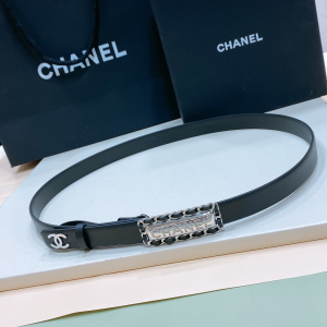 Chanel Leather Belt Black 20MM