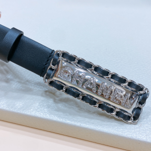 Chanel Leather Belt Black 20MM