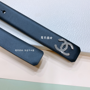 Chanel Leather Belt Black 20MM