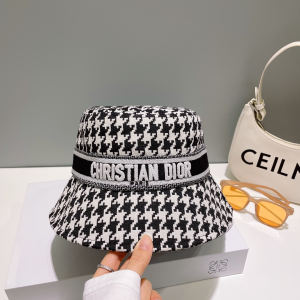 Dior Black White Tweed Canvas Bucket Hat