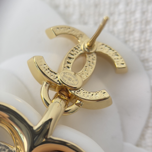 Chanel CC Heart Earrings White Red