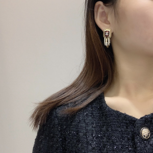 Chanel Crystals CC Gold Earrings