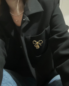 Chanel CC Bowknot Leather Brooch