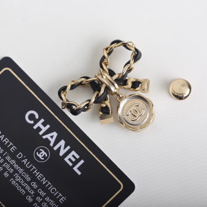 Chanel CC Bowknot Leather Brooch
