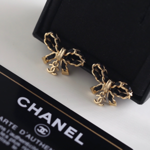 Chanel CC Bowknot Leather Earrings