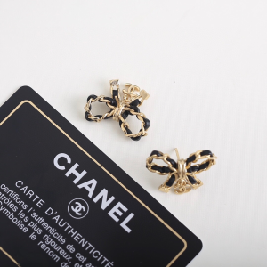 Chanel CC Bowknot Leather Earrings