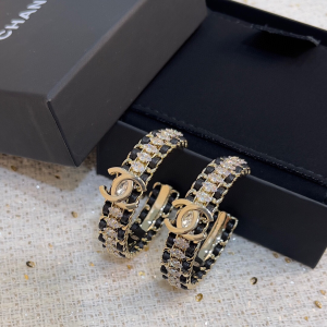 Chanel CC Leather Chain Earrings