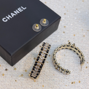 Chanel CC Leather Chain Earrings