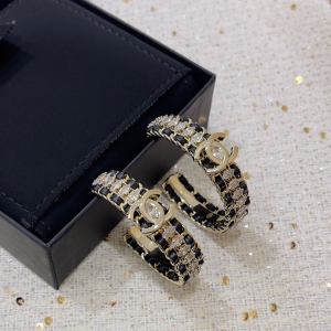 Chanel CC Leather Chain Earrings