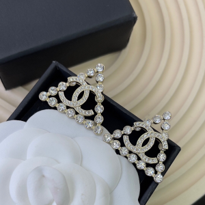 Chanel Crystal CC Triangle Earrings