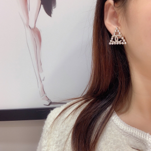 Chanel Crystal CC Triangle Earrings