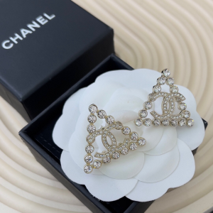 Chanel Crystal CC Triangle Earrings
