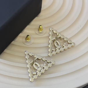 Chanel Crystal CC Triangle Earrings