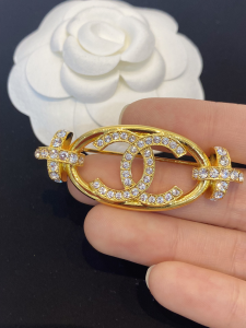 Chanel Crystal Gold Brooch