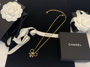 Chanel Gold CC Bowknot Pendant Necklaces