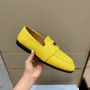 Prada Calf Leather Loafers Yellow