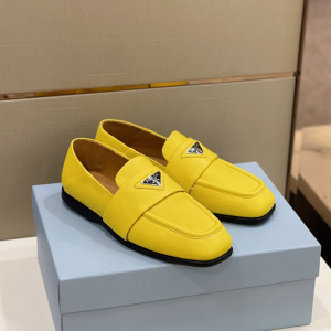 Prada Calf Leather Loafers Yellow
