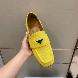 Prada Calf Leather Loafers Yellow