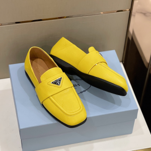 Prada Calf Leather Loafers Yellow