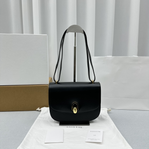 Savette Tondo 22 Shoulder Crossbody Bag Black Leather Savette Tondo 22 Shoulder Crossbody Bag Black Leather