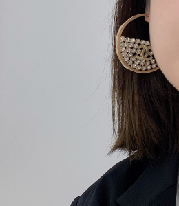 Chanel CC Logo Diamonds Earrings