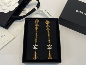 Chanel Transparent Glass Pearl Earrings