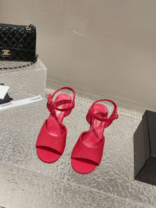 Chanel Fabric Wedge Sandal Red