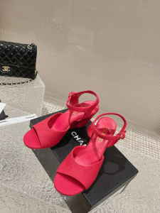 Chanel Fabric Wedge Sandal Red