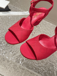 Chanel Fabric Wedge Sandal Red