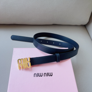 Miu Miu Logo Leather Belt Black 20MM