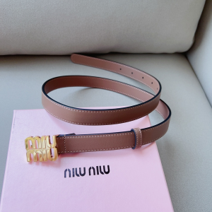 Miu Miu Logo Leather Belt Brown 20MM