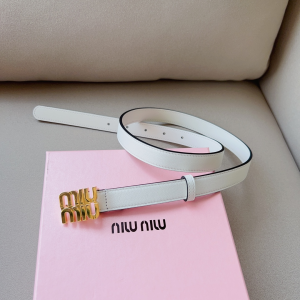Miu Miu Logo Leather Belt White 20MM