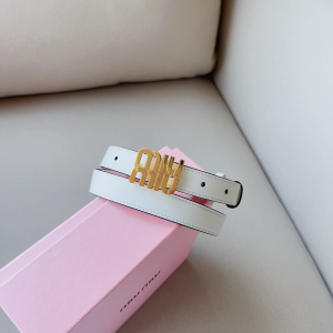 Miu Miu Logo Leather Belt White 20MM