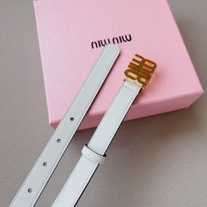 Miu Miu Logo Leather Belt White 20MM