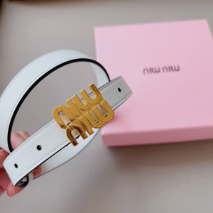 Miu Miu Logo Leather Belt White 20MM
