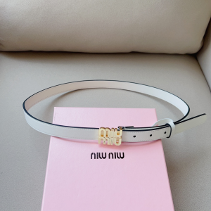 Miu Miu Logo Leather Belt White 20MM