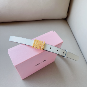 Miu Miu Logo Leather Belt White 20MM
