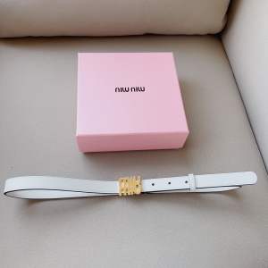 Miu Miu Logo Leather Belt White 20MM