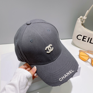 Chanel CC Logo Baseball Cap Hat Gray