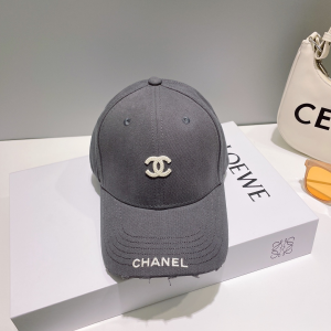 Chanel CC Logo Baseball Cap Hat Gray