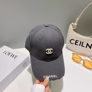 Chanel CC Logo Baseball Cap Hat Gray