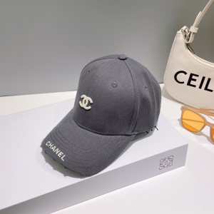 Chanel CC Logo Baseball Cap Hat Gray