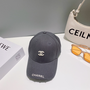Chanel CC Logo Baseball Cap Hat Gray