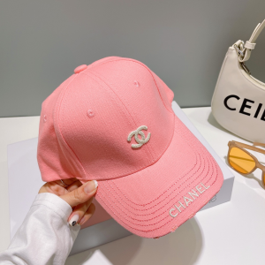 Chanel CC Logo Baseball Cap Hat Pink