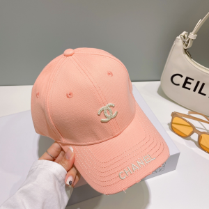 Chanel CC Logo Baseball Cap Hat Pink