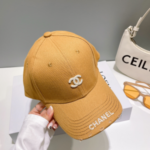 Chanel CC Logo Baseball Cap Hat Tan
