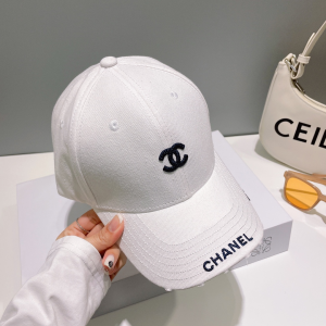 Chanel CC Logo Baseball Cap Hat White
