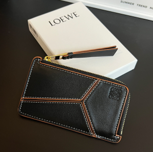 Loewe Puzzle Zip Continental Leather Wallet Coin Card Holder Black Loewe Puzzle Zip Continental Leather Wallet Coin Card Holder Black