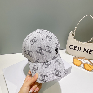 Chanel Allover CC Logo Baseball Hat Gray