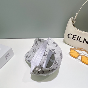 Chanel Allover CC Logo Baseball Hat Gray